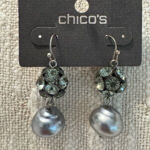 0250-Chico's Silver and Gray Crystal Earrings